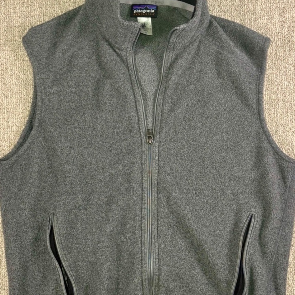 Patagonia Synchilla Fleece Vest Men's M Gray Full Zip Outdoor Hiking Warm‎